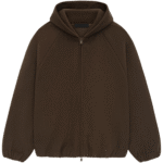 Brown Zip Up Essentials Hoodie